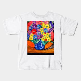 Bright and colorful abstract flowers Kids T-Shirt